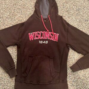 ~~UW WISCONSIN BADGERS VINTAGE UNIQUE BROWN EMBROIDERED XL HOODIE  BEST WISCONS